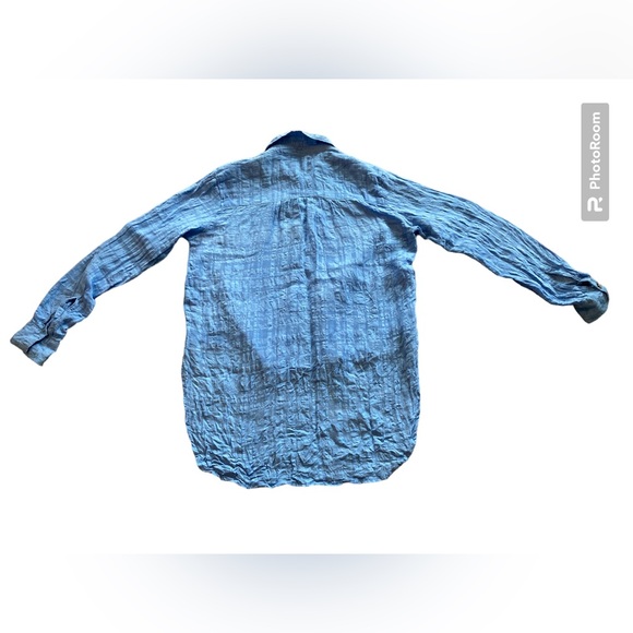 Anthropologie Pilcro and the Letterpress Blue Linen Button Down Top. Size 0. - Picture 10 of 11